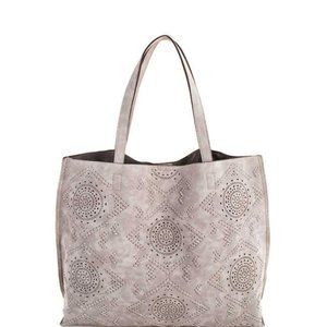 Faux Leather Dreamy Textured Tote Bag Grey